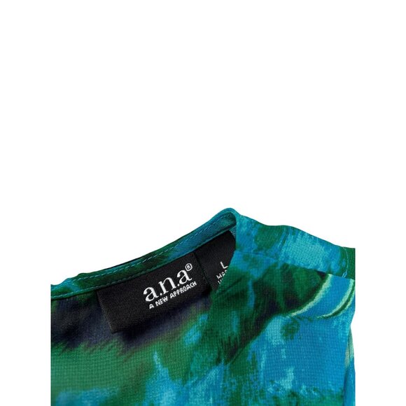 ANA Womens Tropical Print Blouse Top With Back Zipper Size L Sleeveless Sheer - Picture 3 of 5